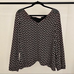 Mixed Material Tulip Split Back Shirt